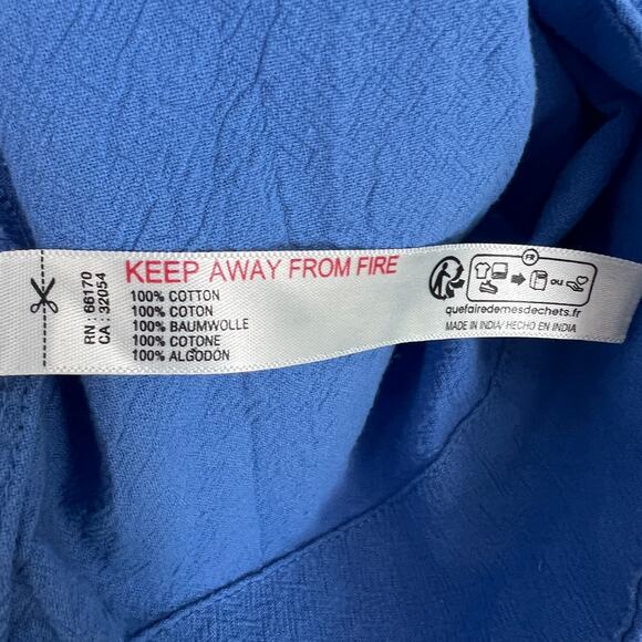 Free People Straplss Dress Blue Free-est Maxi Women's Sz M Smocked Boning Cotton - Picture 8 of 9